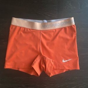 Orange Nike Pro Combat DRI-FIT Spandex